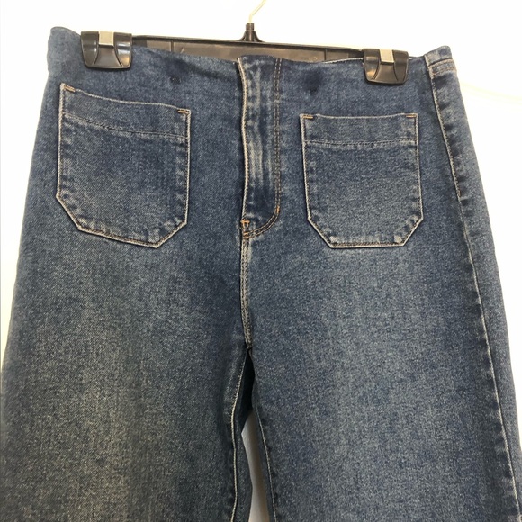 Patch pocket wide leg mid rise jeans, good stretch, 27 - Picture 3 of 8